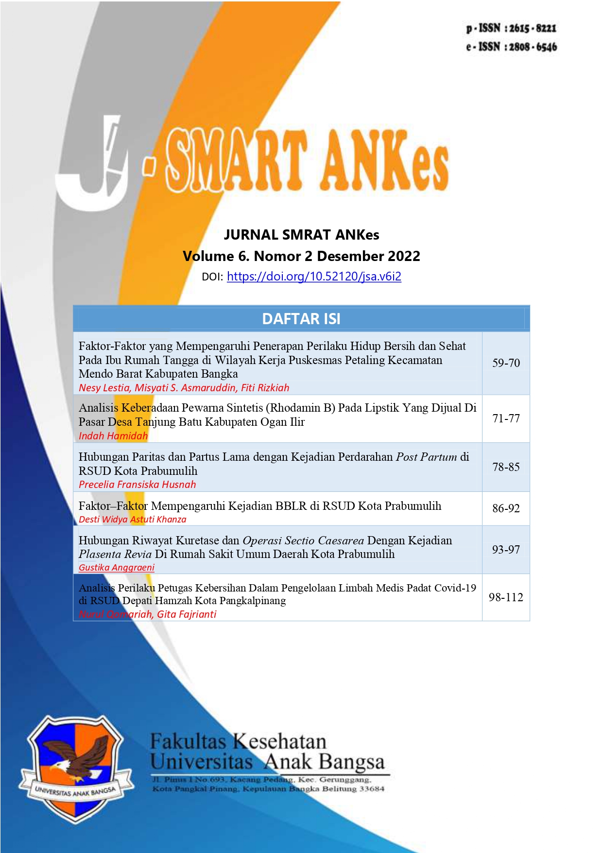 					View Vol. 6 No. 2 (2022): JURNAL SMART ANKes
				